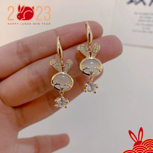 Frascati New Fashion Rabbit Drop Earrings For Women Trend Vintage Animals Rabbit Gold Color Earrings Women Zircon Party Wedding Jewelry