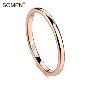 SOMEN Tungsten Ring Rose Gold 2mm Polished Engagement Wedding Bands for Women Men Size 4-12