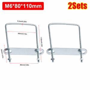MIRELAE 2Sets Bu lông U góc phải Kẹp vuông Sắt Có bộ chia hướng Kẹp ống U Bền bỉ m6 Bolt vuông