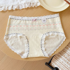 Hi.sweetie🎀[Ready Stock] Sweet Girl Women Lace  Cotton Panties 10A Antibacterial Soft Breathable Mid Waisted