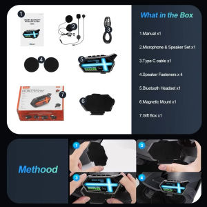 มาใหม่ BT-26 บลูทูธหมวกกันน็อคหมวกกันน็อครถจักรยานยนต์กันน้ำชุดหูฟังบลูทูธ อินเตอร์คอม คุณภาพเสียงไฮไฟ กันน้ำ IPX6