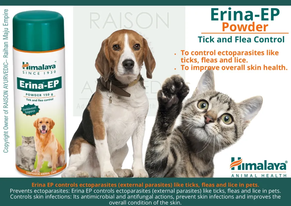Himalaya Erina EP Powder 150gm-Tick Flea Dog and Cat Flea And