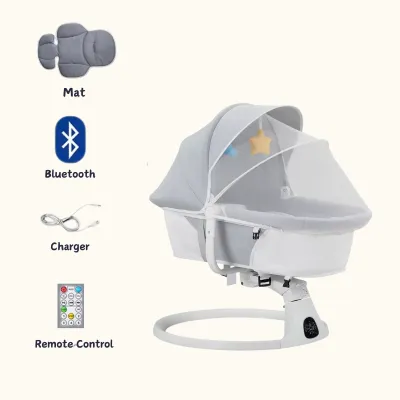 Baby Electric Rocking Chair With Anti-mosquito Smart Bluetooth Remote Control Comfort Music Cradle for NewBorn Adjustable Rocking Swing Cirb