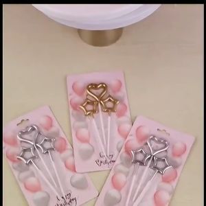 3 Pcs Love Star Candle Birthday Cake Candle Lilin Party Deco Luxury Gold Number Candler生日蜡烛