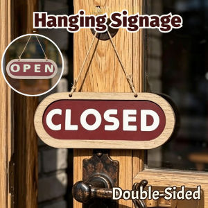 Hanging Signage Wooden Business Open Closed Double-Sided Sign Decor Store Bar Coffee Outdoor Indoor