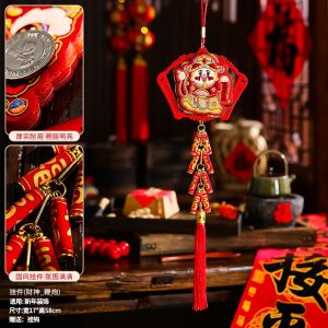 2025 CNY Wall Pendants Fire Cracker The Wealth God Hanging Decorations 3D Cute Cartoon Chinese New Year Pendant Snake Year Party Decor