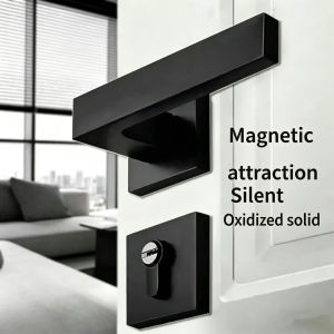 LockMan Black Modern Square Door Handle Lock Set Heavy Duty Zinc Alloy Privacy Security Lever with Deadbolt for Bedroom/Bathroom/Home Matte Black Finish Easy Installation