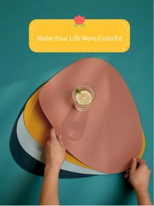 Inmos Miếng Đệm Da Hình Elip Thời Trang Hai Mặt Bằng Vải Lanh