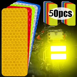 50Pcs Car Reflective Sticker Traffic Safety Night Warning Mark Car Reflective Strip Tape Luminous Car Bumper Decals Reflective