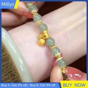 Millys Natural Bamboo Beaded Bracelet New Chinese Style Bracelet For Women Exquisite Lucky Hotan Bracelet