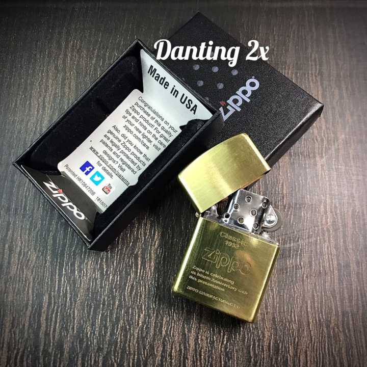 Korek Api Zippo Warna Gold Suara X Dantingan Dilengkapi Box Bisa