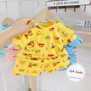 Bộ quần áo cộc tay thun lạnh Minky Mom mềm mịn mát cho bé trai bé gái từ 5-15kg