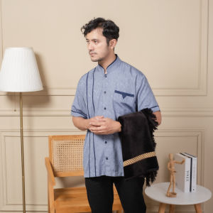 Baju Koko Pria Lengan Pendek Dewasa Zayn - Kemeja Koko Baju Pakaian Muslim Pria