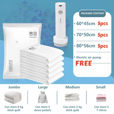 5pc Vacuum Storage Bag Travel Reusable Storage Organizers Vacuum Bag Home Storage Bag Compressed Bag