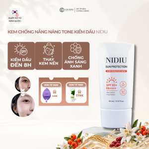 Kem chống nắng nâng tone kiềm dầu tự nhiên NIDIU SUN PROTECTION SPF50+ PA++++ 60ML