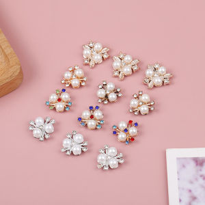 [Energetic] 10ชิ้นกระดุมพลอยเทียมรูปดอกไม้มุกวิบวับงานฝีมือ DIY