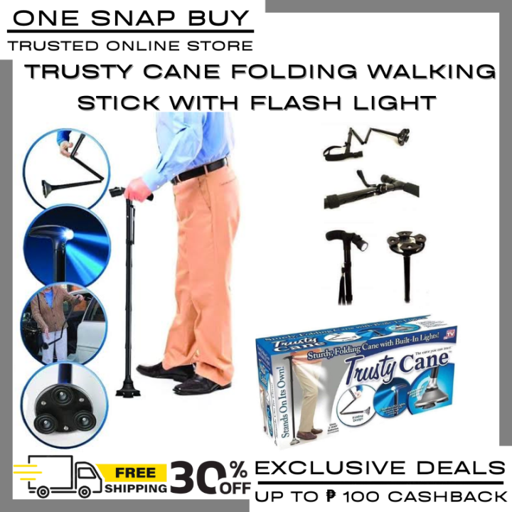 Adjustable Walking Cane With LED Light – Collapsible Trekking Pole – Aluminum Alloy – 5 Heights