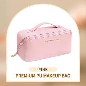 Portable Travel Makeup Bag Waterproof Toiletry Bag Organizer Multifunctional Leather Travel Storage Pillow Bag PU Portable Wash Storage Bag Organizer