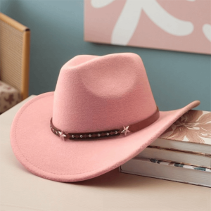 PANE5 Pentagram Decorated Western Cowboy Hat Soft Leather Belt Decorated Fedora Hat Vintage Trend Stylish Design Denim Hat Outdoor Wear