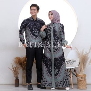 Couple Gamis Kemeja Batik Katun Halus Padma hijau