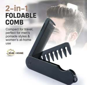 HOME + HOUND 2-in-1 Folding Hair Comb for Men Pocket Comb with Fine and Wide Tooth Styling