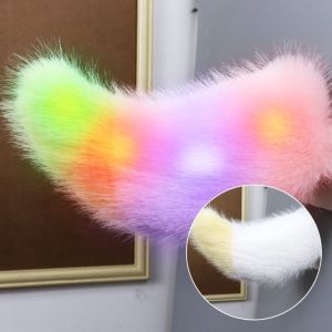 WUXU Colorful Lights Remote Control Electric Car Tail Rechargeable Fluffy Voice Control Fox Tail Realistic Bicycle Wagging Moving Tail All Vehicles