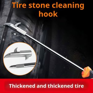 Auto Tire Care Hook Dual Prongs Ergonomic Handle Efficient Cleaning