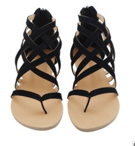 Free Shipping Production Of WomenS Flat Shoes Flat-Heeled Plus-Size WomenS Sandals Roman-Style Criss-Cross Strap Fashion Sandals WomenS Sandals