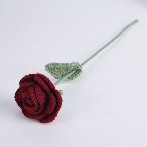 40cm New Style Knitted Red Rose Bouquet DIY Hand Knitted Fake Flowers Wedding Party Home Decor