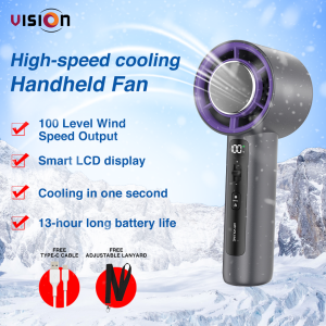 VISION MAX 7 Portable Turbo Cooling Fan – High-Speed Mini Handheld Fan with Freezing Cooling Core Rechargeable 4800mAh Battery Quiet Adjustable Strong Airflow for Outdoor Travel Office Sports & Daily Use (NEW ARRIVAL)