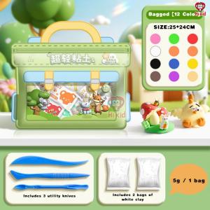 [SG Seller]Portable Bucket Pack Ultra Light Air Dry Modeling Clay Odor Free Non-Stick Hands Cartoon Sculpture Clay Toy