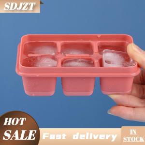 SDJZT Silicone Ice Cube khuôn với DIY Nắp 6 lưới mềm Dưới CE Cube Khuôn vuông trái cây Ice Cube Maker khay bếp công cụ thanh acces