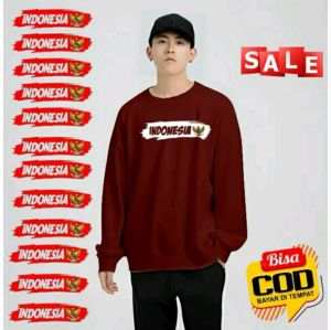 Promo Sweater Pria Indonesia New Kaos Dirgahayu Hut RI Crewneck Garuda Pancasila Sweter 17 Agustus