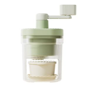 RUOANE คู่มือการใช้งาน เครื่องทำน้ำแข็งโกนขนาดเล็ก สีเขียวอ่อน มือหมุนข้อเหวี่ยง เครื่องบดน้ำแข็ง สร้างสรรค์และสร้างสรรค์ ถอดออกได้ ที่ทำกรวยหิมะ สำหรับการตั้งแคมป์กลางแจ้งที่บ้าน