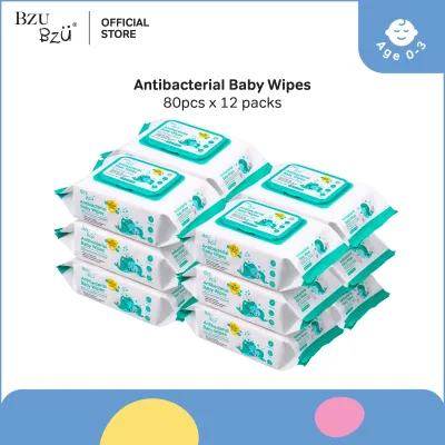[BUNDLE DEAL] BZU BZU Anti-Bacterial Baby Wipes 80pcs x12