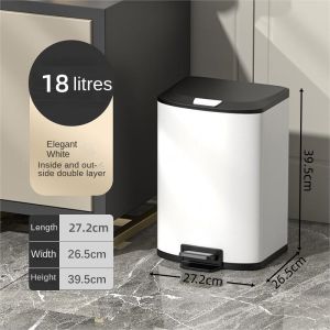 Stainless Steel Trash Can For Home Kitchen and Toilet Bathroom Living Room Luxury Office Foot Gap