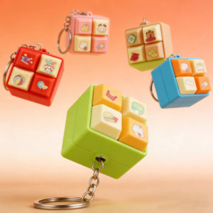 Stress Relief Fidget Clicker Toy Cartoon Keyboard Caps Keychain for Kids & Adults