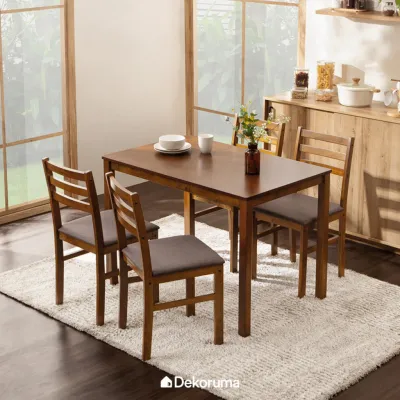 Dekoruma NAOYA Set Meja Makan dan Kursi Makan Minimalis / Meja Cafe