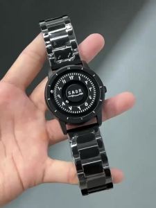 SABR Đồng hồ nam quartz công nghệ đen không gương với con trỏ hạt từ tính số Ả Rập và tỷ lệ