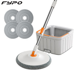 eng "Fypo Lazy Spin Mop and Bucket Set, 360° Rotatable Mop with Reusable Microfiber Flat Mops and 2 Pads for Wooden Floor Cleaning