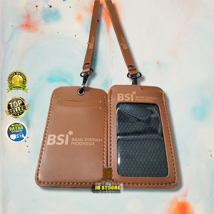 Tempat Id Card BANK SYARIAH Kulit / Id Card Holder Bank Syariah Gantung / name tag bank syariah tali