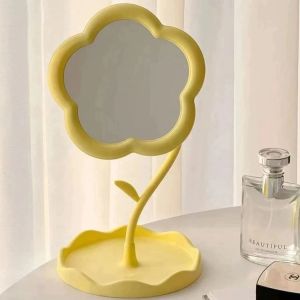 Ins Flower Makeup Mirror Girl Heart RotatableMirror Desktop Desktop Dressing MirrorDormitory Portable