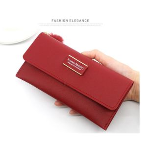 Fashion lady long wallet Solid color hair ball wallet womens long card holder (No zipper inside)