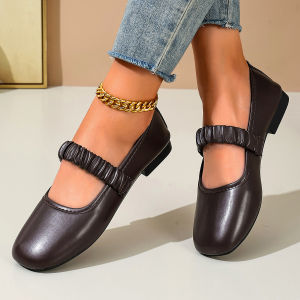Free Shipping Soft-Soled Retro Slip-On Shoes For Women Shallow-Toe Small Leather Shoes Spring New Collection Square-Toe Evening-Style Flat Shoes