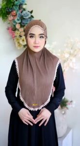 Kamila Arrizfa Bergo Maryam Kerut Renda Plisket Jersey Premium