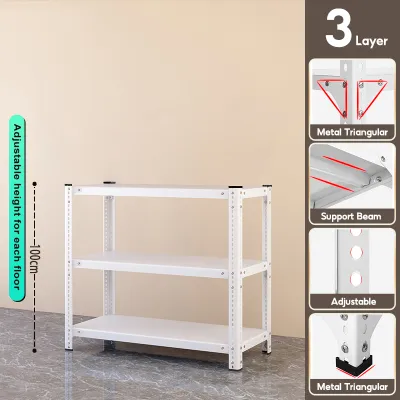 DODO 100%Metal 3/4/5 Tiers Adjustable Height Shelf Metal Rack Stainless Steel Warehouse Storage Steel Rack Layer Shelving