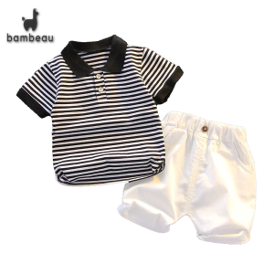 bambeau childrens clothing set cotton short sleeved+casual shorts casual budak lelaki summer trend two-piece set