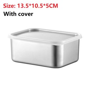 CPY Stainless Steel Refrigerator Fresh-keeping Box/Food Storage Box with Lid/Picnic Camping Bento Box