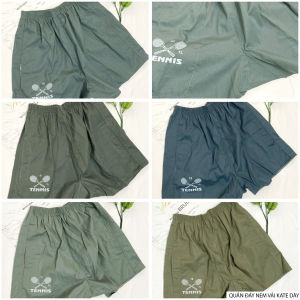 Quần đùi nam từ 48-65kg - ĐÁY NEM - vải kate dày mềm - Quần short nam in cây vợt - VOTNEM