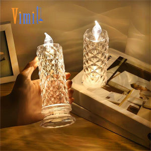 Vimite LED Electronic Candle Light Rose Pattern Refraction Warm White Light Birthday Party Home Bedroom Romantic Decorative Lamp